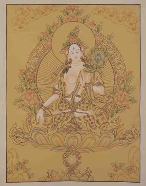 Genuine Hand-Painted White Tara | Female Bodhisattva Thangka | Tibetan Thangka Painting